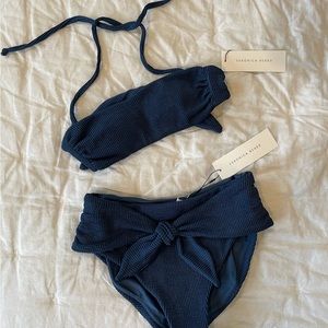 Veronica Beard Crinkle Bikini - Caterina Bandeau Top / Azoia High Rise Bikini